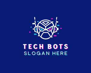 Robot Head Glitch logo design