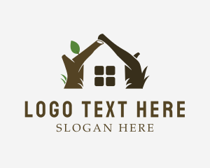 House - Brown Log House logo design