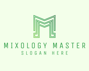 Minimalist Geometric Outline Letter M  logo design