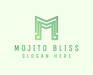 Minimalist Geometric Outline Letter M  logo design