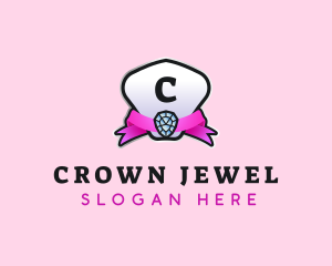 Diamond Jewel Ribbon logo design