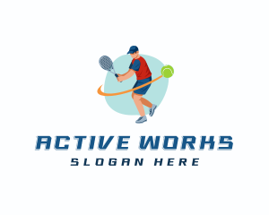 Tennis Racket Player logo design