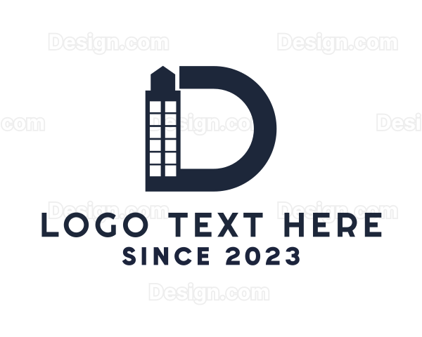 Blue Letter D Building Logo