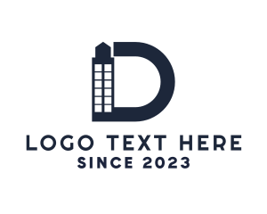 Blue Letter D Building logo