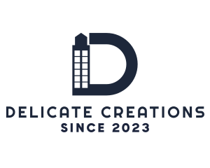 Blue Letter D Building logo design