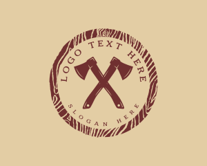 Wood Axe Lumberjack logo