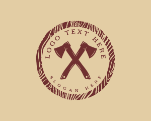 Wood Axe Lumberjack Logo