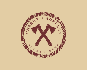 Wood Axe Lumberjack logo design