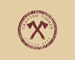 Wood Axe Lumberjack logo design