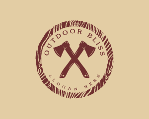 Wood Axe Lumberjack logo design