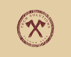 Woodcut Cross Axe logo