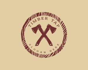 Wood Axe Lumberjack logo design