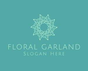 Vine Wreath Flower Garland logo design