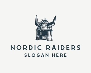 Viking Warrior Horns Helmet logo design