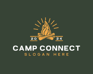 Campfire Flame Camping logo design