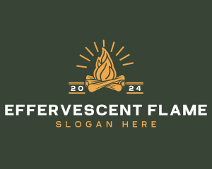 Campfire Flame Camping logo design