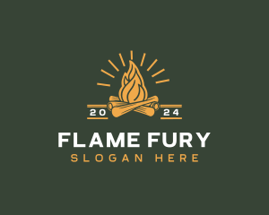 Campfire Flame Camping logo design