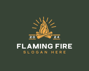 Campfire Flame Camping logo design