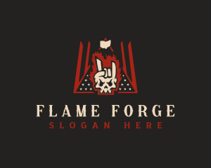 Skull Flame Band logo design