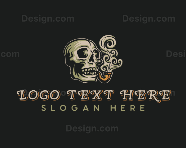 Pipe Smoking Skull Logo