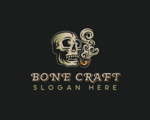 Pipe Smoking Skull logo design