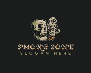 Pipe Smoking Skull logo design