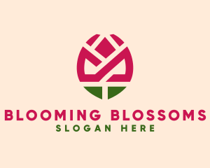 Geometric Rose Flower logo