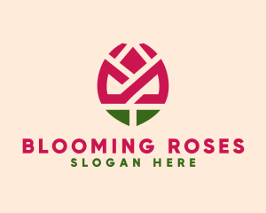 Geometric Rose Flower logo design