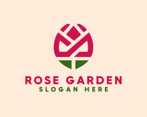 Geometric Rose Flower logo design