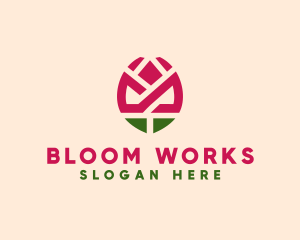 Geometric Rose Flower logo design