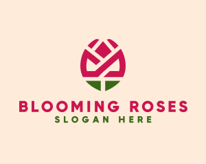 Geometric Rose Flower logo design