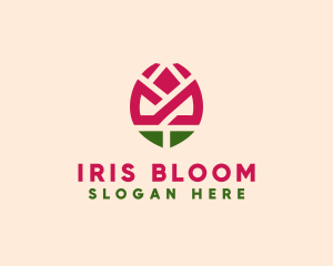 Geometric Rose Flower logo design