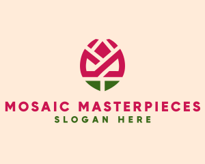 Geometric Rose Flower logo design