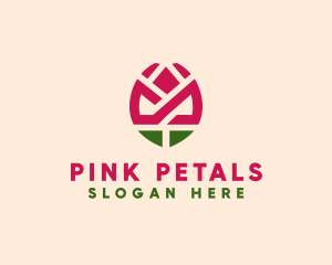 Geometric Rose Flower logo design