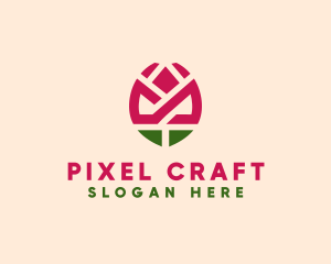 Geometric Rose Flower logo design