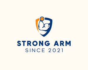 Bodybuilder Arm Shield logo design