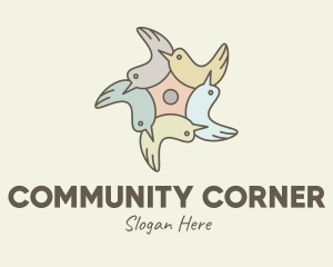 Community Bird Flower logo design