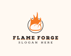 Flame Chicken BBQ logo design