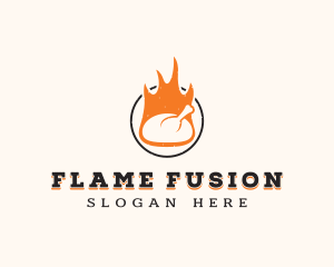 Flame Chicken BBQ logo design