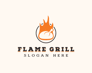 Flame Chicken BBQ logo design