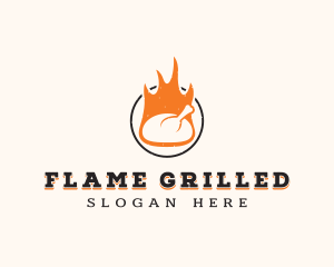 Flame Chicken BBQ logo design