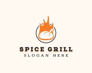 Flame Chicken BBQ logo design