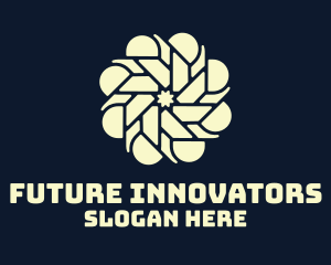 Geometric Cyber Flower logo design