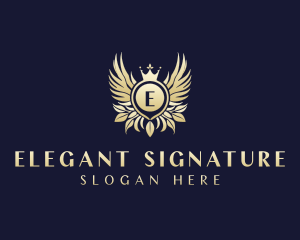 Elegant Crown Wings logo design