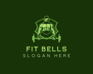 Barbell Fitness Muscle logo design