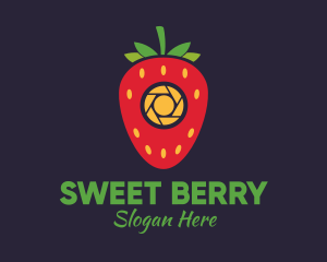 Camera Shutter Strawberry logo design