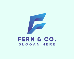 Professional Blue Letter F  logo design