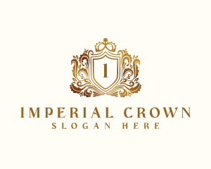 Ornamental Crown Shield Crest logo design