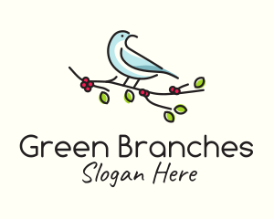 Minimalist Sparrow Branch  logo design