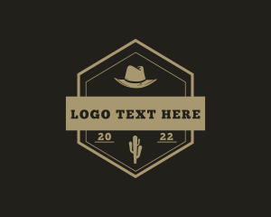 Hexagon Cowboy Hat Cactus logo
